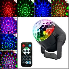 Party Light Remote Control LED Crystal Magic Ball Lamp Colorful Voice Controlled Rotating Stage Lamp Spotlight Atmosphere Lighting As picture 11*11CM 5W