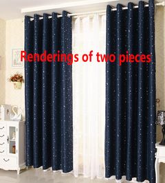 1Piece Curtain Hot Stamping Workmanship Stars Hot Silver Window Curtains window shade Perforated curtain Excluding pole Navy 4.3'*7'(132*213CM)