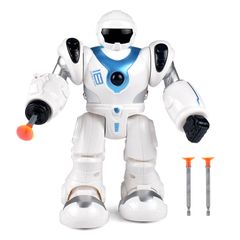 New Arrivals Automatic Walking Acousto Optic Robot Gift for Boys Emittable suction cup Space Robot Dolls (Without Battery） Blue