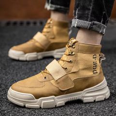 New Arrival Men's Boots Martin boots men's High Quality Shoes High-top  Fashion Boots fabric boots casual boot Khaki 42