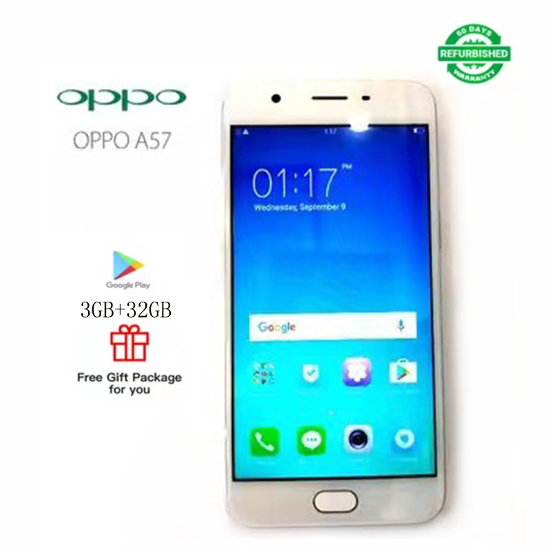 Refurbished  phones  OPPO   A57 F1    Smartphone   32+3GB 5.2'' Smartphones 16mp+13MP 2900mAh  fingerprint unlocking Gold      Single Card   Unlock Smart Phone