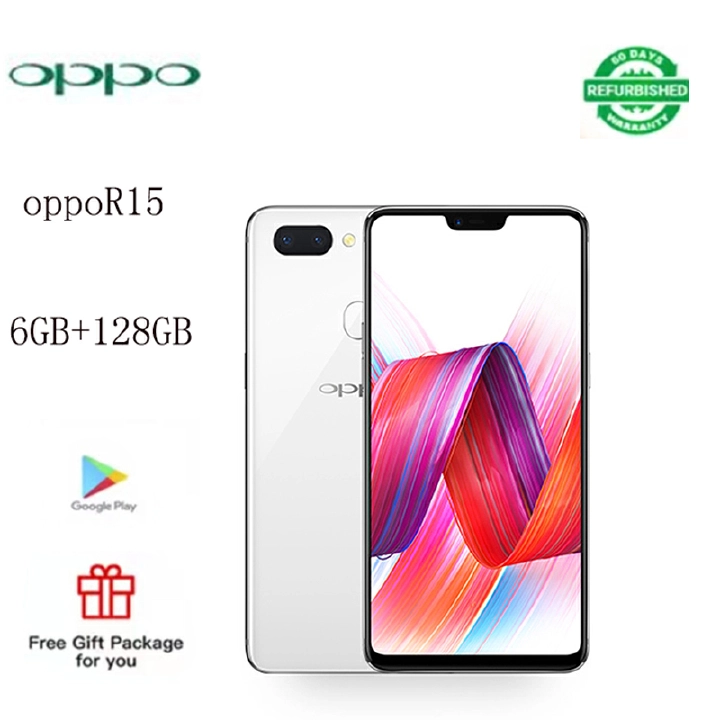 Refurbished  phones  OPPO  R15   Smartphone  6.2-inch screen   6gb+128gb 20mp+16mp  3450mAh with super flash charging, dual card dual standby smart phone