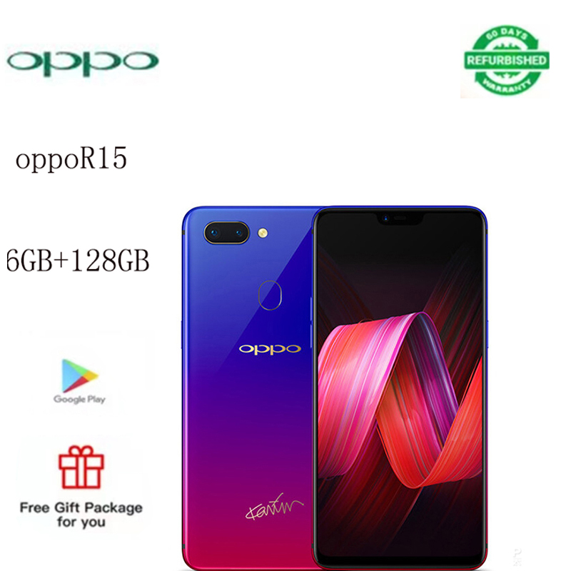 Refurbished phones OPPO   R15   Smartphone  6.2-inch screen   6gb+128gb 20mp+16mp  3450mAh with super flash charging, dual card dual standby smart phone