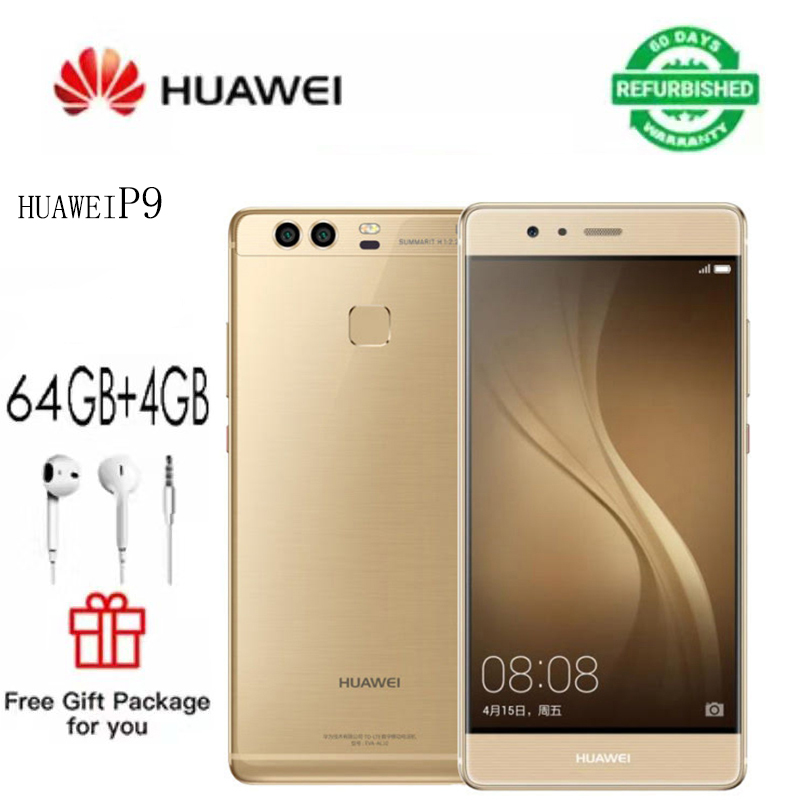 Refurbished  phones   Huawei   p9    Smartphone    3000mAh  Brand New Battery    12.0MP+8.0MP  4gb+64gb Dual SIM