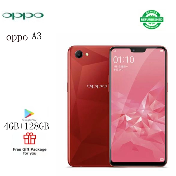Refurbished mobile phone   oppo  A3   4+128GB dual card dual standby mobile phone Google supports 128GB+4GB128 16.0MP+8MP 3400mA battery   black   red  dual card dual standby mobile phone