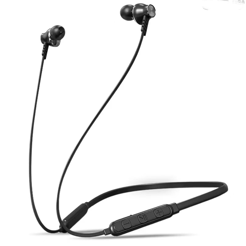 yp-03 Bluetooth Earphones Neck Hanging Super Bass Sports Earphones with Mic Wireless Headphone for Android IOS with charging cable Black Black