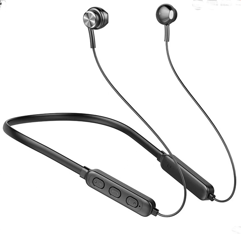 yp-03 Bluetooth Earphones Neck Hanging Super Bass Sports Earphones with Mic Wireless Headphone for Android IOS with charging cable Black Black