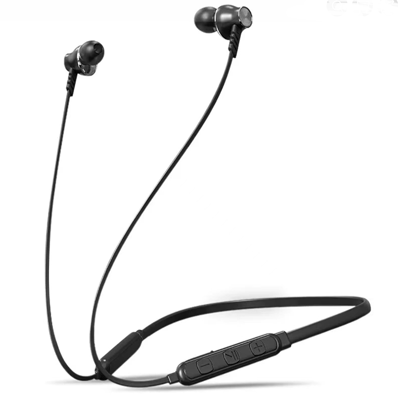 yp-03 Bluetooth Earphones Neck Hanging Super Bass Sports Earphones with Mic Wireless Headphone for Android IOS with charging cable Black Black