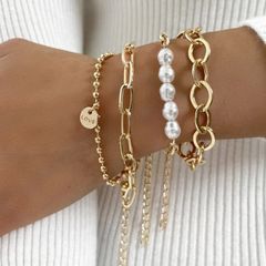 Fashion Punk Curb Cuban Chain Bracelets Set Boho Thick Gold Color Charm Bracelets Bangles For Women Gifts 2022 Trendy Jewelry Gold Adjustable