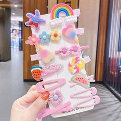 14Pcs/Set Kids Cute Hair Accessorices New Korean children Hairclips Sweet Color Hot Sale Girls Hairdresses For Gifts Hairpins Pink 1 14PCS
