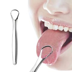 1PC Useful Tongue Scraper Stainless Steel Oral Tongue Cleaner Medical Mouth Brush Reusable Fresh Breath Maker Stainless steel 14.8x2.3x0.8cm