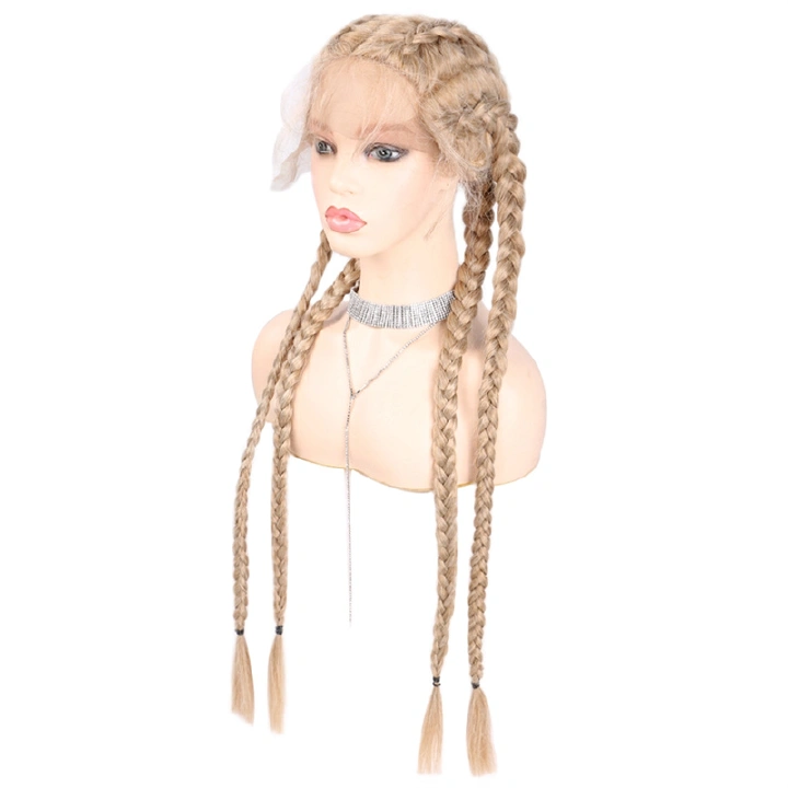 Synthetic Braided Lace Front Wig African Glueless Box Braids Wig Women Tresse Cornrow Lace Braided Wig Baby Hair For Black Women