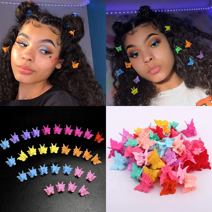 50PC Cute Fashion Butterfly Hair Clips Mixed Color Girl Mini Hair Claws Headwear Barrettes Hairpin Sweet Hair Accessories Gift