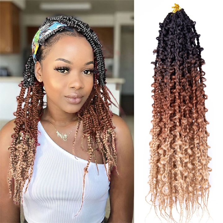 Knotless Synthetic  Box Braids Butterfly Locs Crotchet Braids Dreadlocks Hair Extension 10Stands 24'' Goddess Pre-Looped