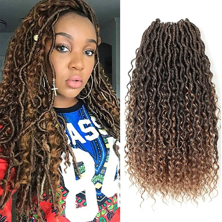 Faux Locs Crochet Hair Wavy Goddess River Locs with Curly Ends Soft Braiding Hair Extension Pre Looped Synthetic Braids