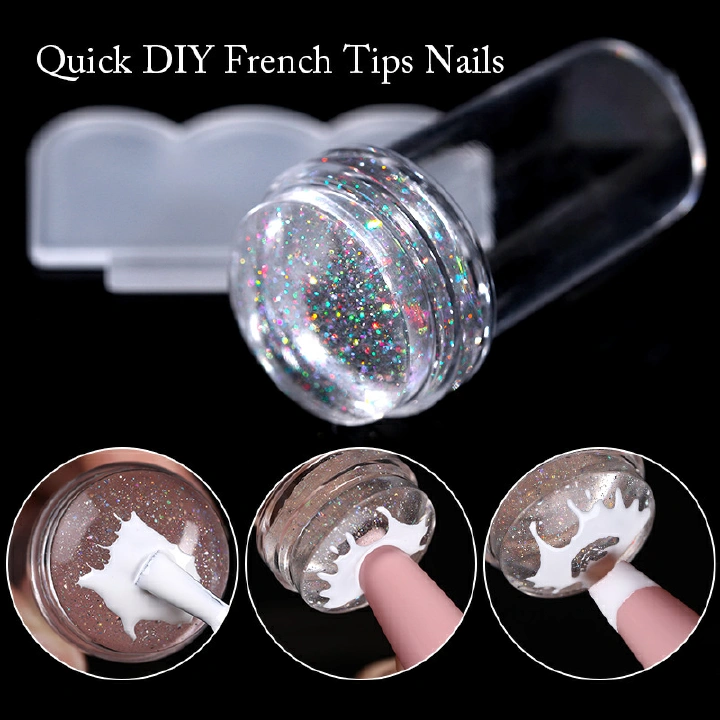 Silicone Transparent Nail Art Stamping Kit French For Manicure Plate Stamp Polish Stencil Template Seal Stamper Scraper