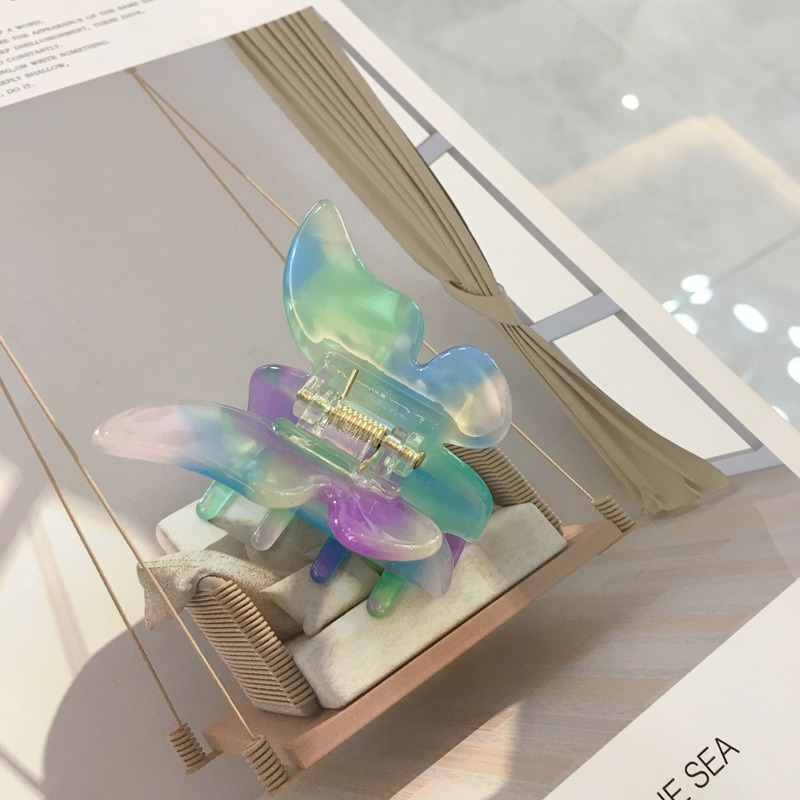 1PC Acetate Resin Hair Claw Sweet Fairy Butterfly Hairpin Clip Gradient Tie-Dye Colored Styling Tools Barrettes for Women Girls