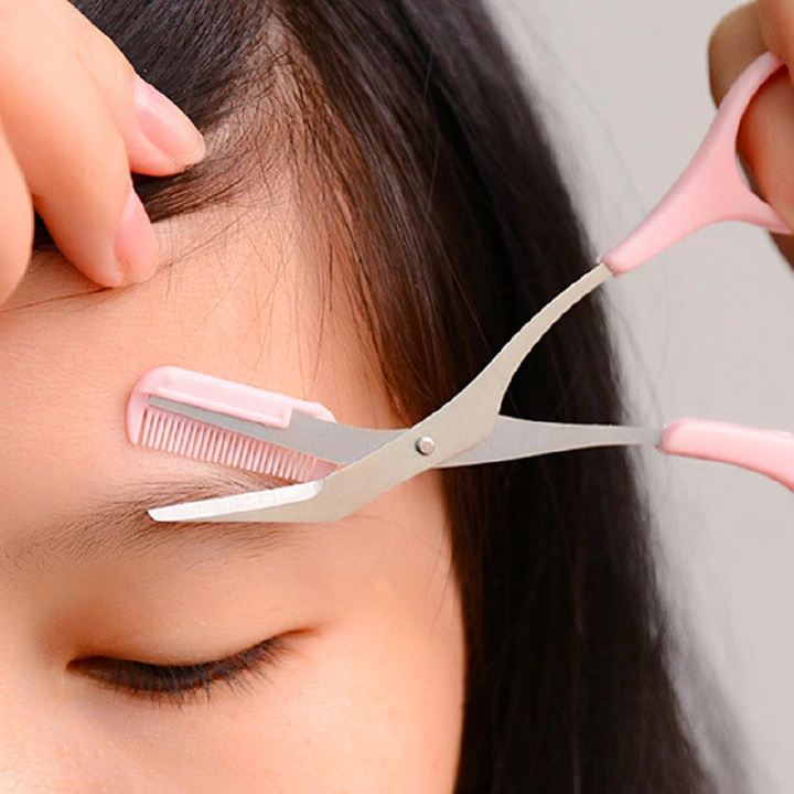 1Set New Eyebrow Trimmer Scissors with Comb Remover Makeup Tools Hair Removal Grooming Shaping Shaver Trimmer Eyelash Hair Clips