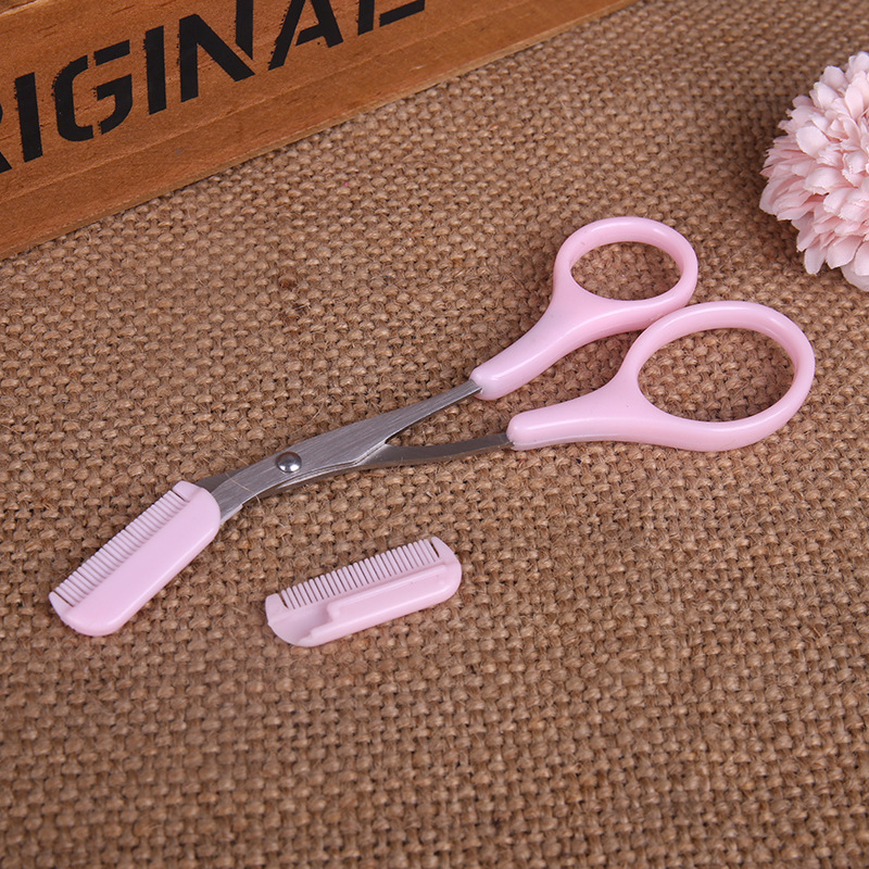 1Set New Eyebrow Trimmer Scissors with Comb Remover Makeup Tools Hair Removal Grooming Shaping Shaver Trimmer Eyelash Hair Clips