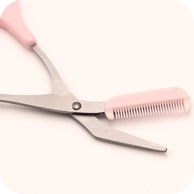 1Set New Eyebrow Trimmer Scissors with Comb Remover Makeup Tools Hair Removal Grooming Shaping Shaver Trimmer Eyelash Hair Clips