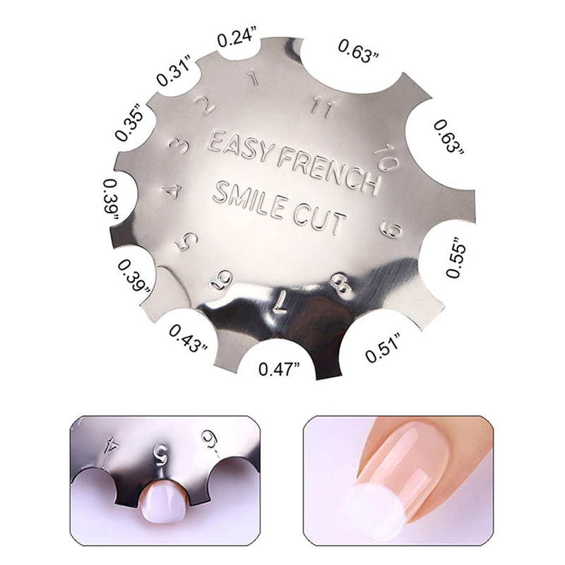 9 Sizes Easy French Smile Cut V Line almond shape Tips Manicure Edge Trimmer Nail Cutter Acrylic Pink White French Nails Tools