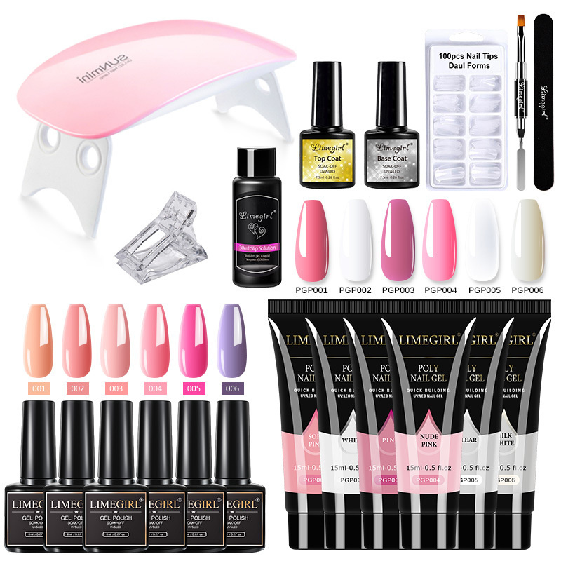 Manicure Set for Nail Extensions Gel Nail Polish Set Acrylic Kit Poly Nail Gel Set With UV LED Nail Lamp Gel Kits Nail Tools Set