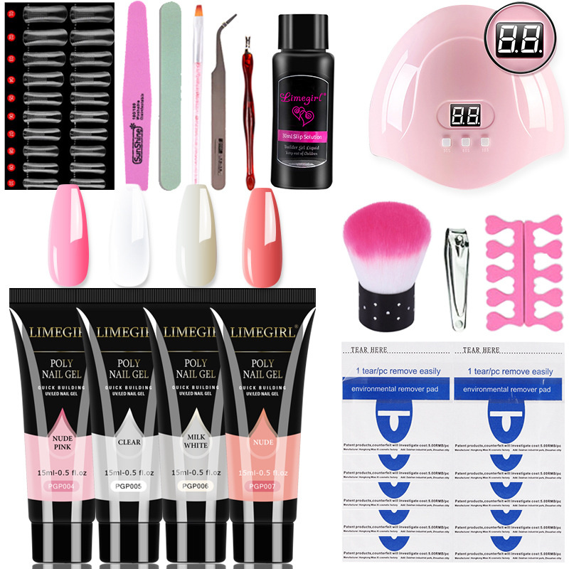 Manicure Set for Nail Extensions Gel Nail Polish Set Acrylic Kit Poly Nail Gel Set With UV LED Nail Lamp Gel Kits Nail Tools Set