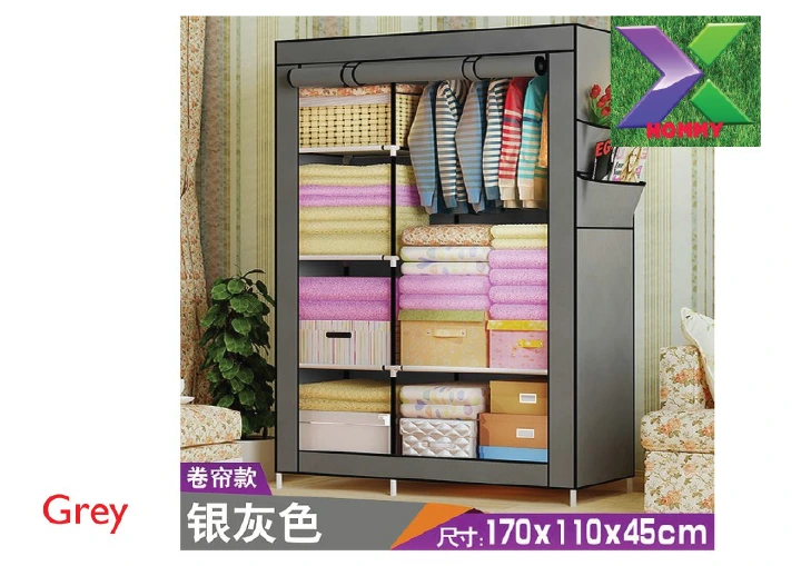 2 and 3 Column metallic wordrobe/organizer with canvas cover.