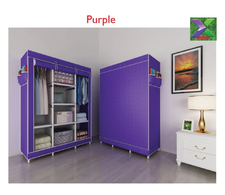 2 and 3 Column metallic wordrobe/organizer with canvas cover.
