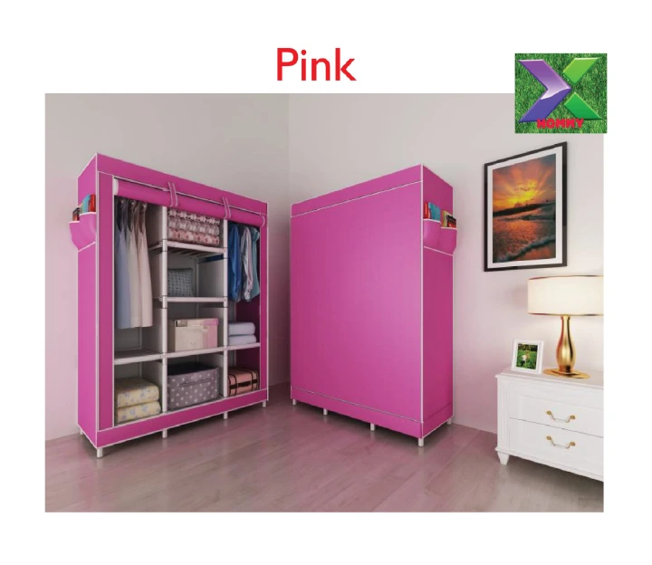 2 and 3 Column metallic wordrobe/organizer with canvas cover.