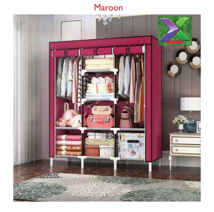 2 and 3 Column metallic wordrobe/organizer with canvas cover.