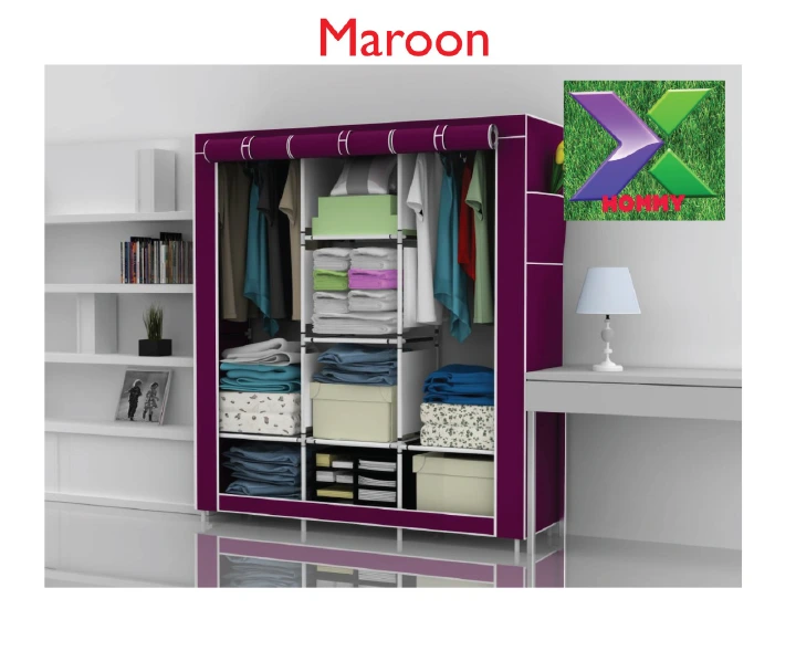 2 and 3 Column metallic wordrobe/organizer with canvas cover.