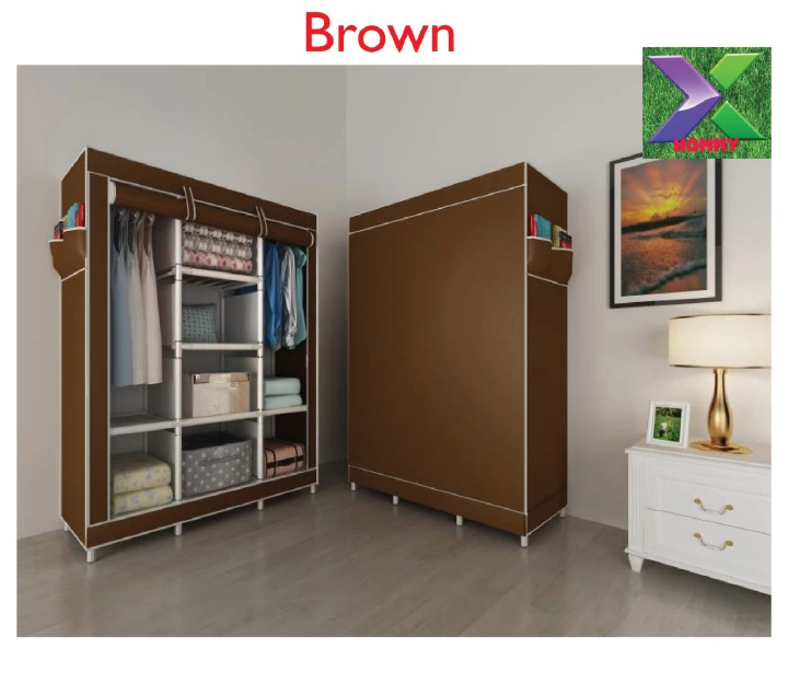2 and 3 Column metallic wordrobe/organizer with canvas cover.