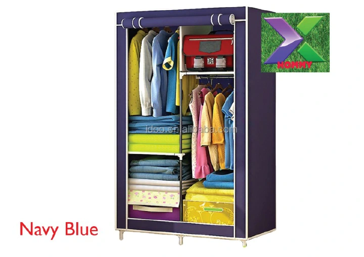 2 and 3 Column metallic wordrobe/organizer with canvas cover.