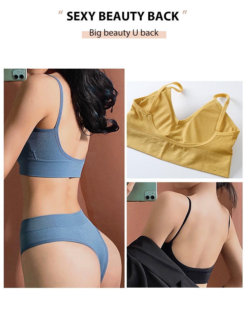 New Women Seamless Bra Set Sexy Thong Low Waist Panties Wire Free