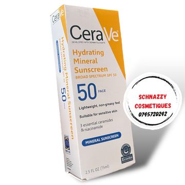 CERAVE SPF Suncream Hydrating Mineral Sunscreen For Face Broad Spectrum White SPF