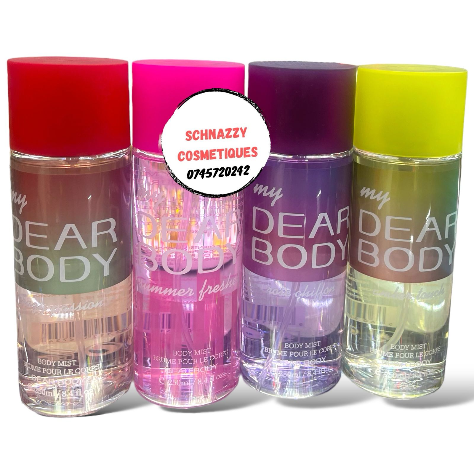 1 X MY DEAR BODY Fragrance Mist 250ml Scent (Crazy Passion, Summer Fresh, Rose Chiffon, Amber Touch)