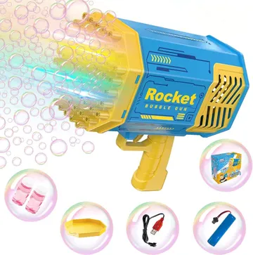 Bubble Gun Rocket 32/69 Holes Soap Bubbles Machine Gun Shape Automatic  Blower With Light Toys For Kids Pomperos Children's Day Gift