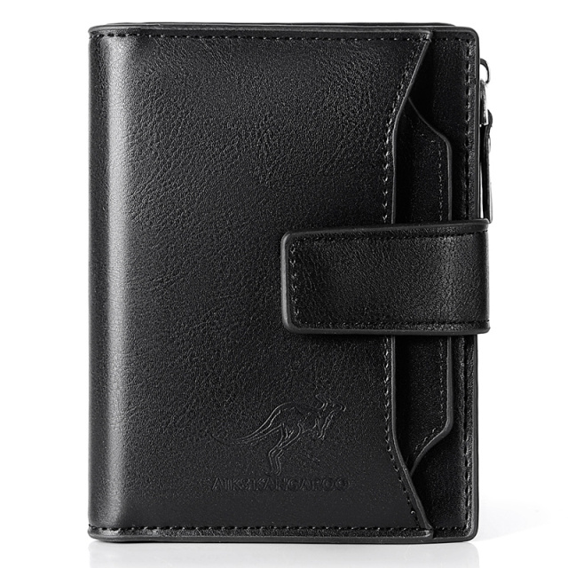 Fashion Men's Leather Wallet Blocking Man Purse Zipper Business Card Holder ID Money Bag Wallet Male