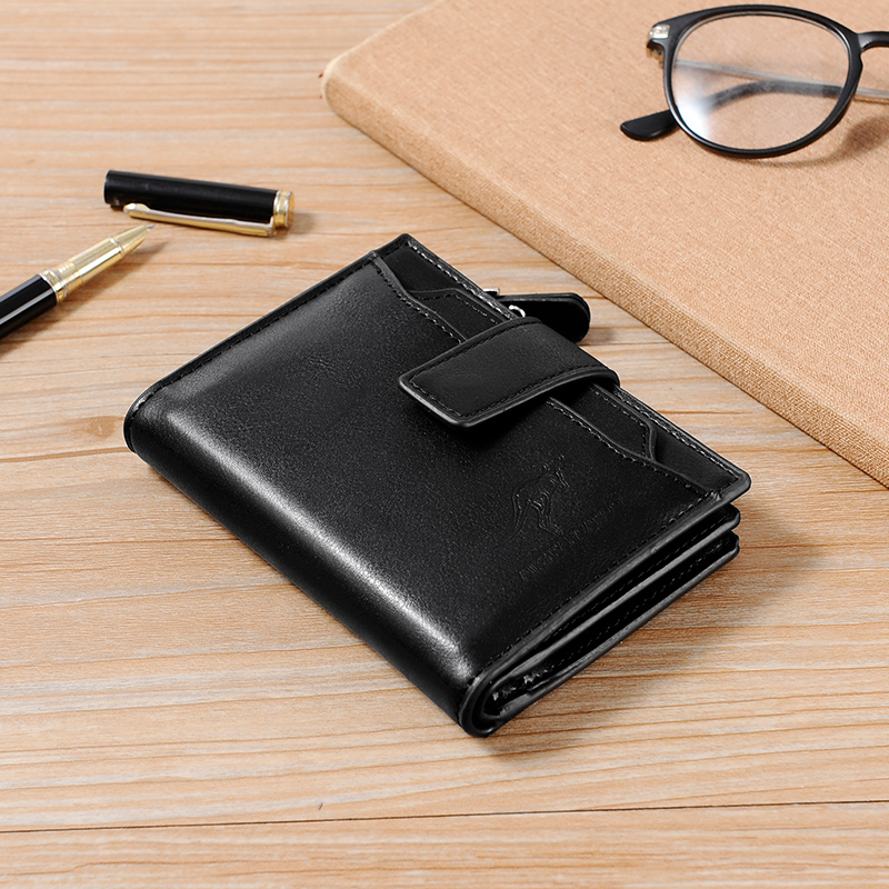 Fashion Men's Leather Wallet Blocking Man Purse Zipper Business Card Holder ID Money Bag Wallet Male