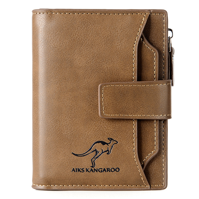 Fashion Men's Leather Wallet Blocking Man Purse Zipper Business Card Holder ID Money Bag Wallet Male