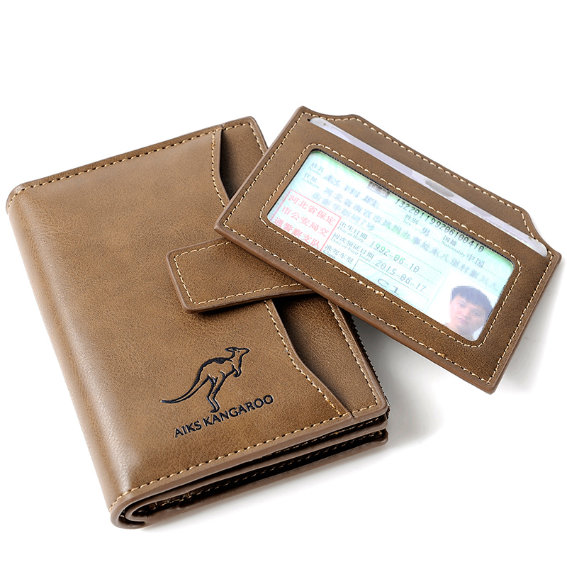 Fashion Men's Leather Wallet Blocking Man Purse Zipper Business Card Holder ID Money Bag Wallet Male