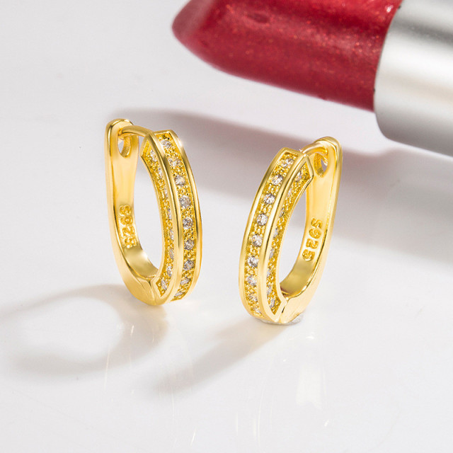 925 Sterling Silver Zircon Hoop Earrings For Women Girl Rose Gold Full Crystal Round Huggies Earring Cartilage Jewelry