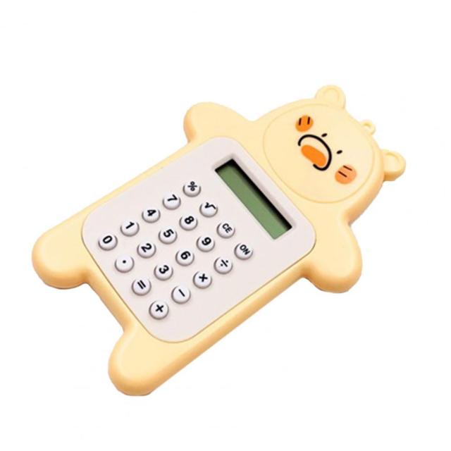 Electronic Calculator Adorable Bear Shape Plastic Lively Face Calculator with Hanging Hole Office Supplies