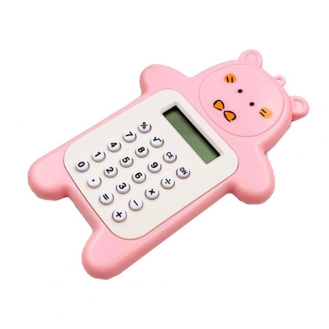 Electronic Calculator Adorable Bear Shape Plastic Lively Face Calculator with Hanging Hole Office Supplies
