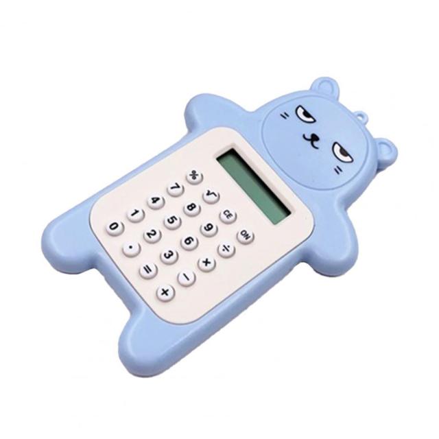 Electronic Calculator Adorable Bear Shape Plastic Lively Face Calculator with Hanging Hole Office Supplies