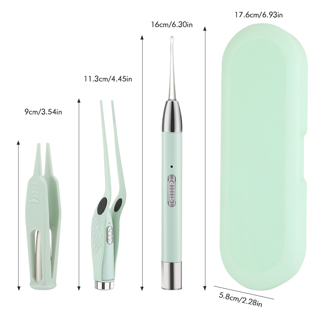 Electric Baby Ear Cleaner Set Ear Wax Removal Flashlight Earpick Ear Clean Earwax Remover Luminous Ear Light Spoon Nose Clip