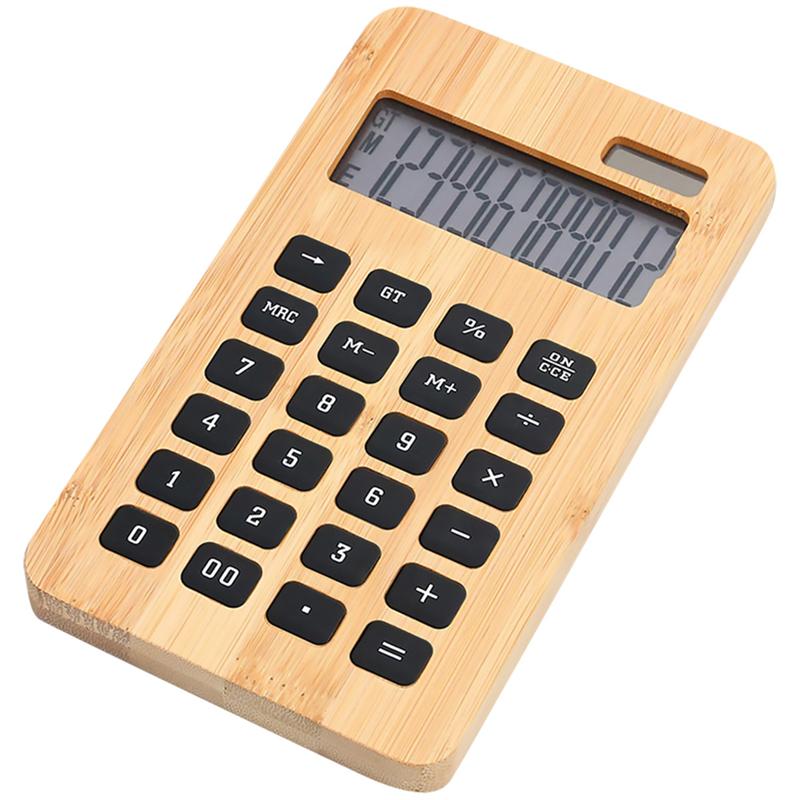 1pc Useful Electronic Calculator Office Stationery Bamboo Solar Calculator