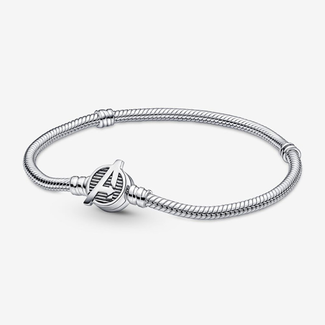 Charms Plata Original Sterling Solid Silver Bracelet Heart A Letter Cuff Chain Sparkling  Snake Women Jewelry