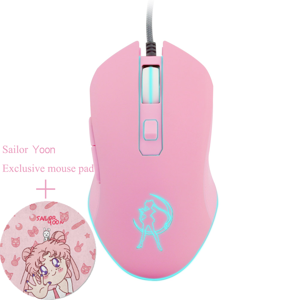 Mouse Sailor Yoon Gaming Computer Wired Mause Mute Pretty Backlit Colorful Mice 3200DPI For Girl Women Gift PC Game